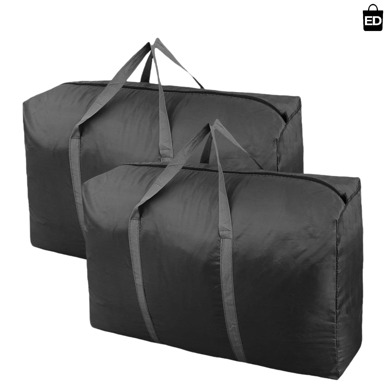 Extra Large Duffle Travel Bag 100L Storage Foldable Camping Black New  (2 Pack)