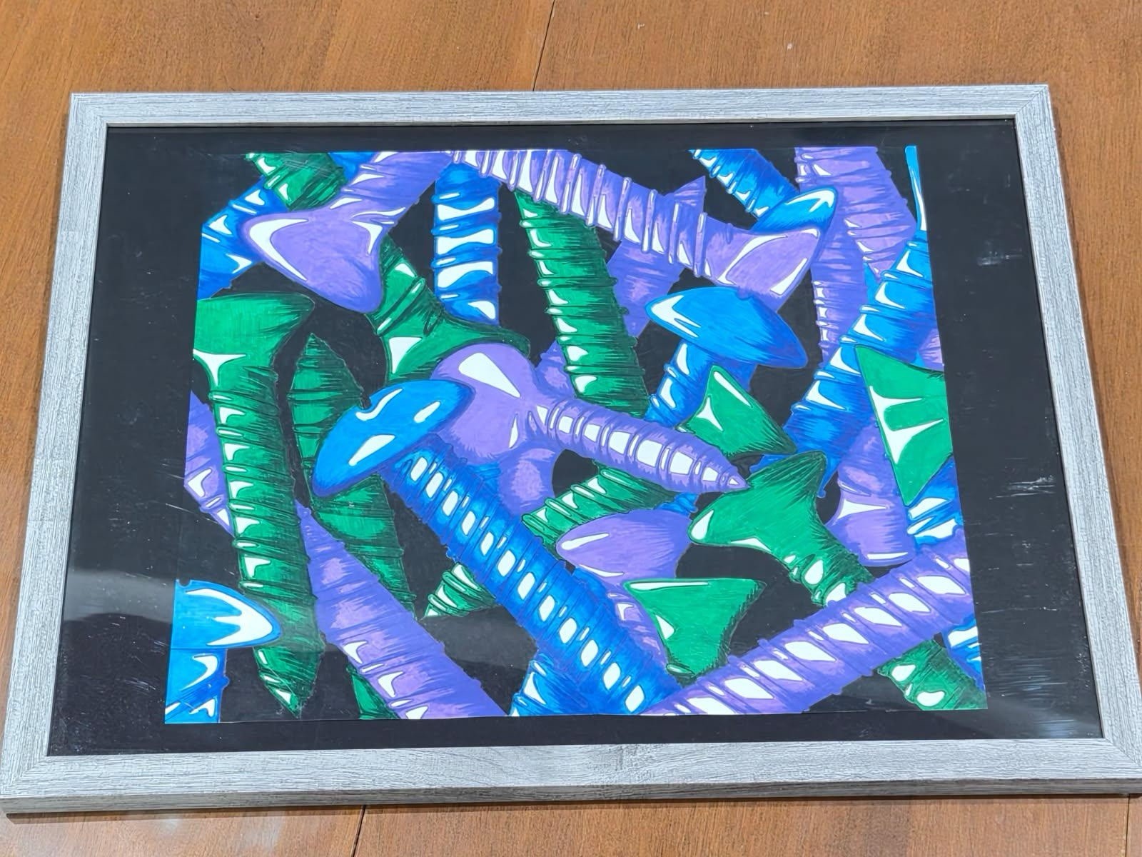 Framed Drawing Of Screws