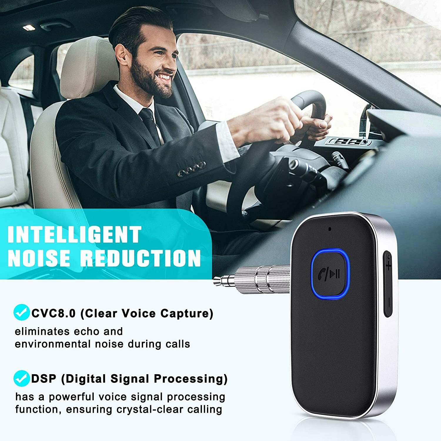 USB Wireless Bluetooth 5.0 Transmitter Receiver 3.5mm 2in1 Audio Adapter Aux Car