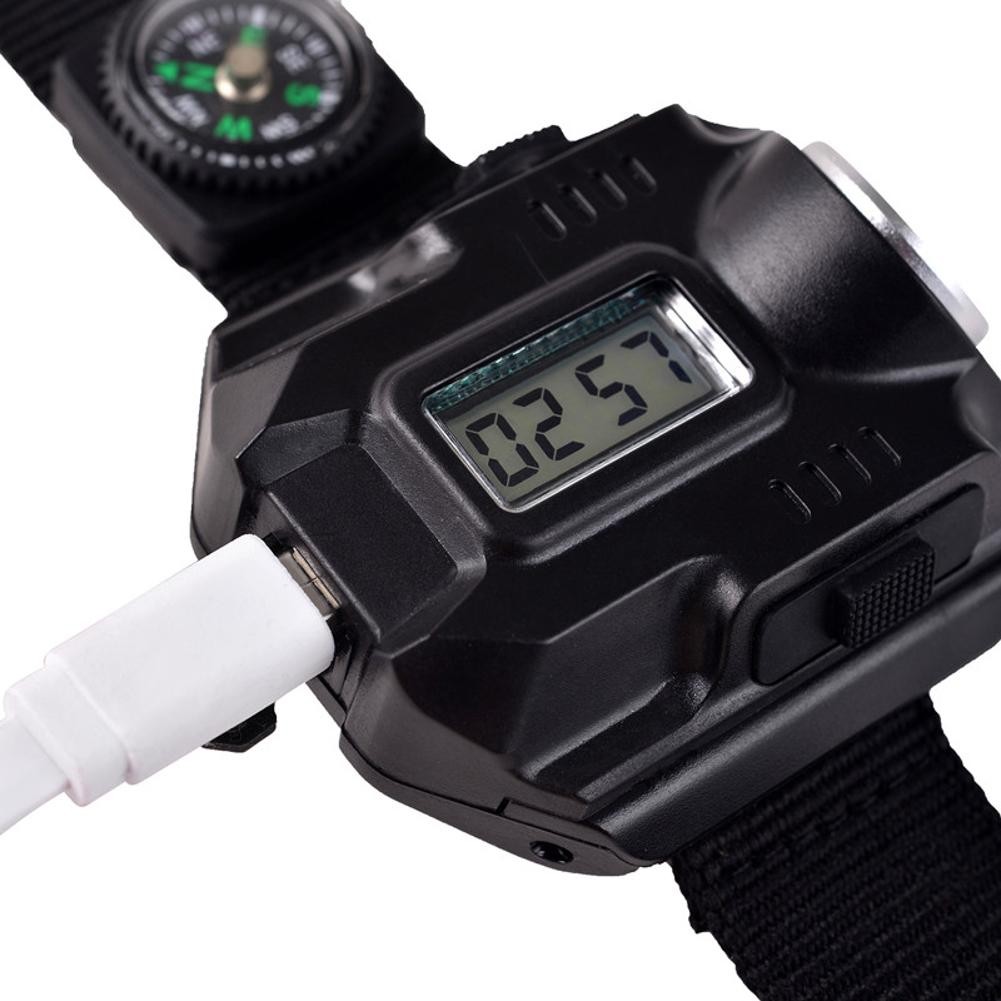 LED Wrist Watch Flashlight Torch Light USB Charging Rechargeable Flashlight C