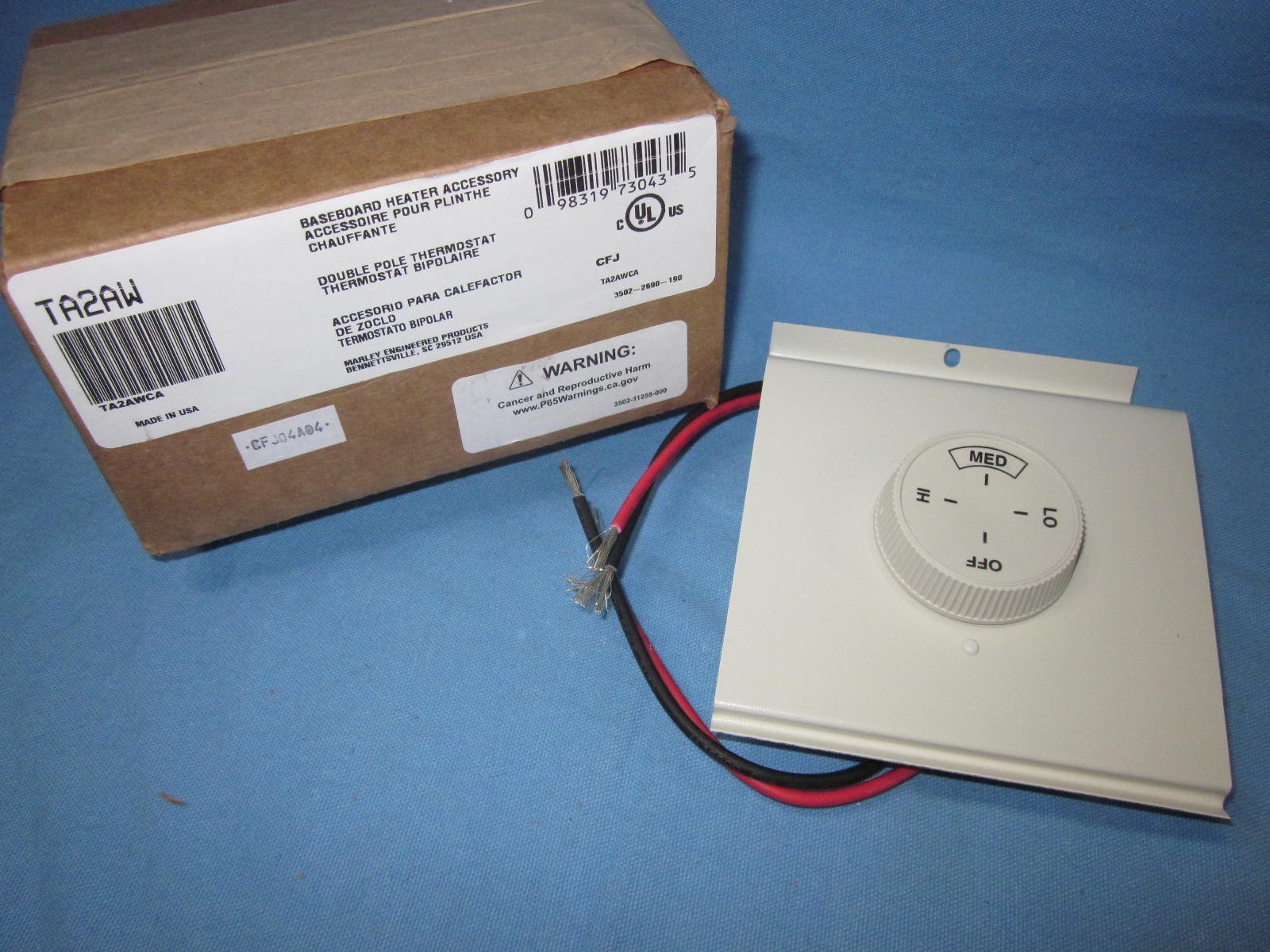 Marley TA2AW Double Pole Thermostat for a Baseboard Heater