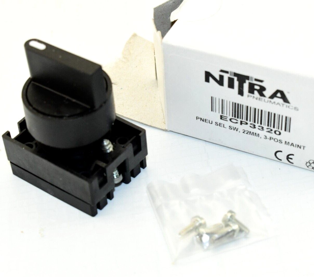 NITRA Pneumatic Selector Switch, IP65, 22mm, 3-Position Maintained 30 mm ECP3320