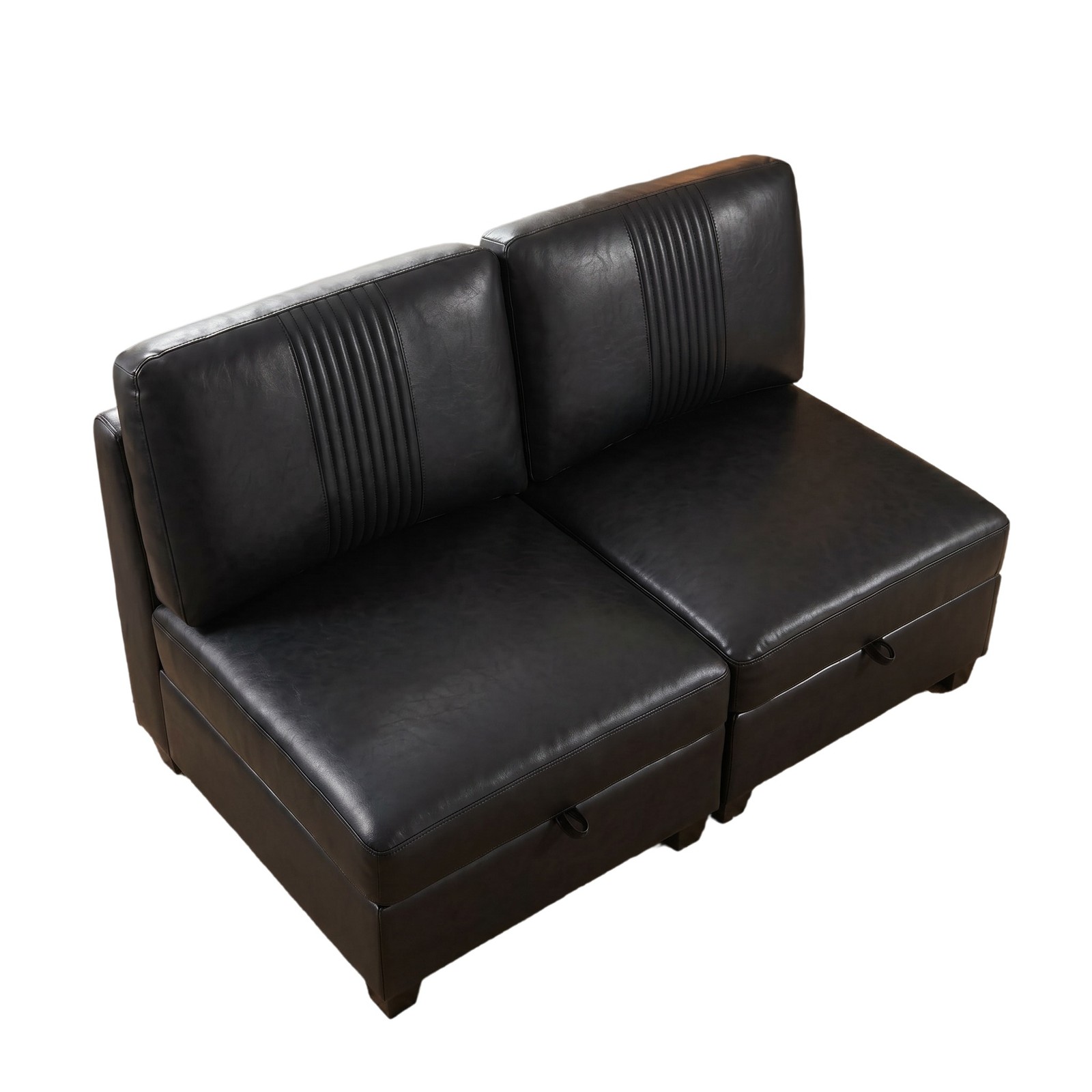 Modular Sofa 2-Seat PU Convertible Sleeper with Storage, 29.1"W
