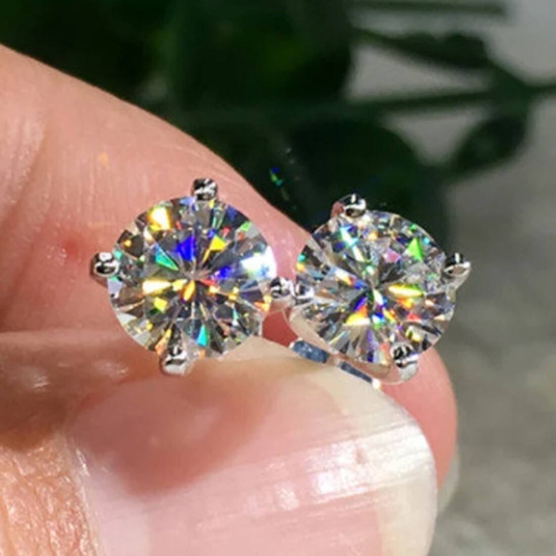 Rare 4.80 Ct Certified Treated White Diamond Studs 925 Silver Great Shine