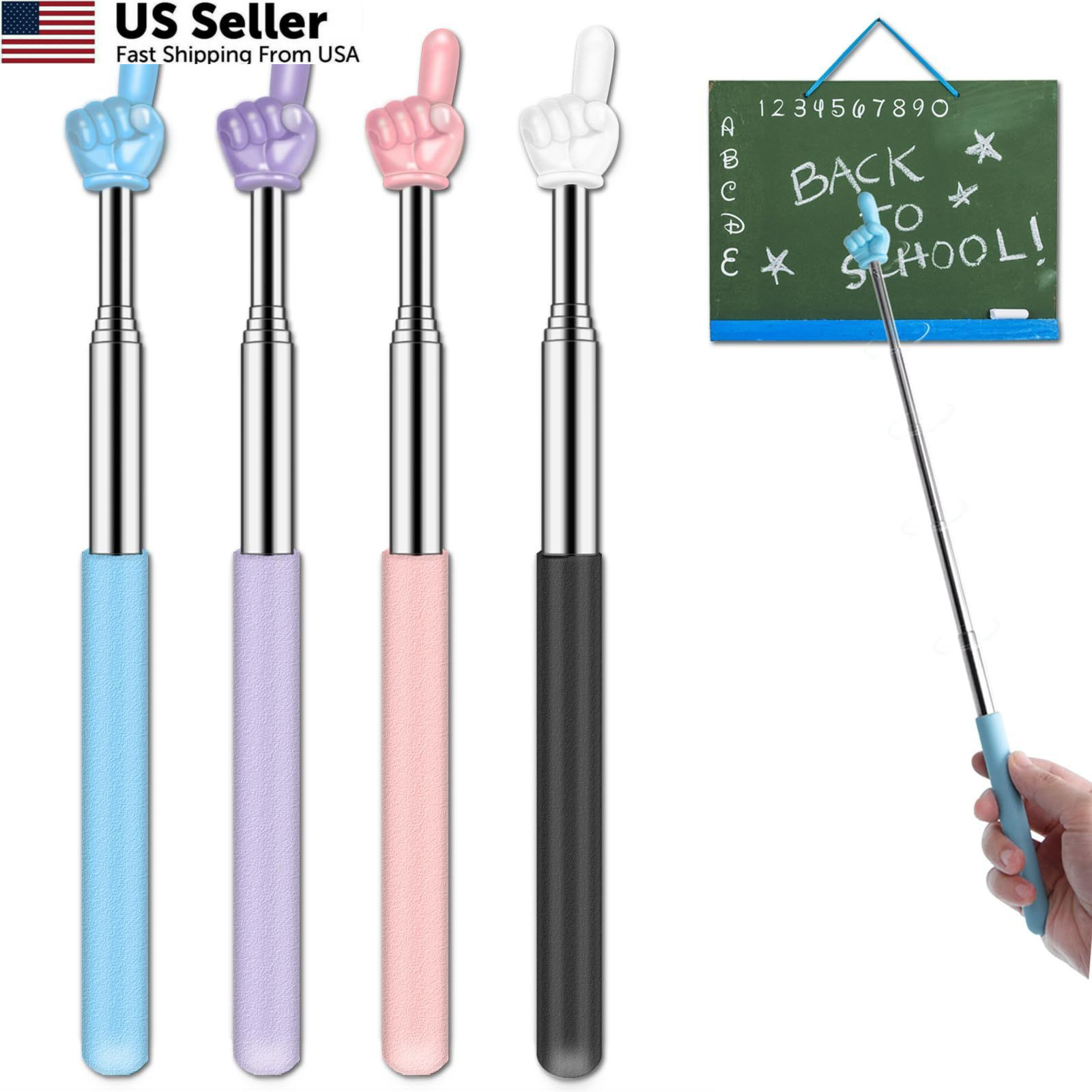 Dumero Extendable Finger Pointer Stick, Collapsible Telescoping Long 4 Pack