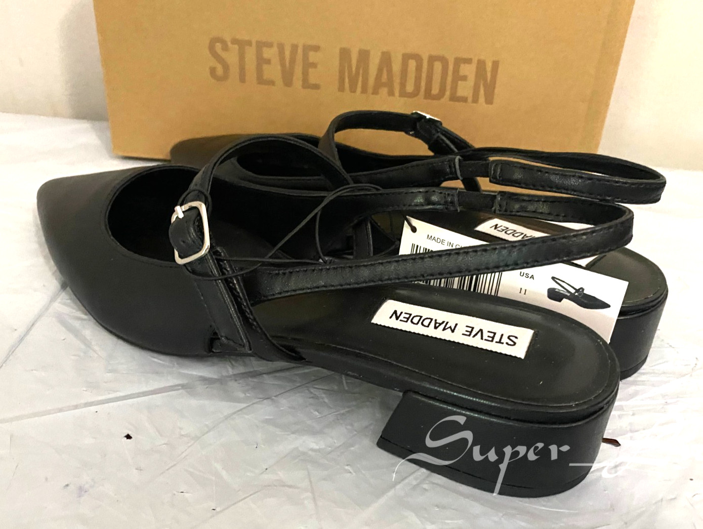 NEW Steve Madden Women's Christy Leather Slingback Casual Flats PICK SIZE BLACK