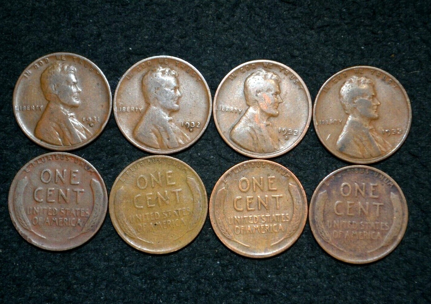 1931-D 1932-D 1933-D 1933-P ** 4 Lincoln Cents **all GOOD / GOOD+