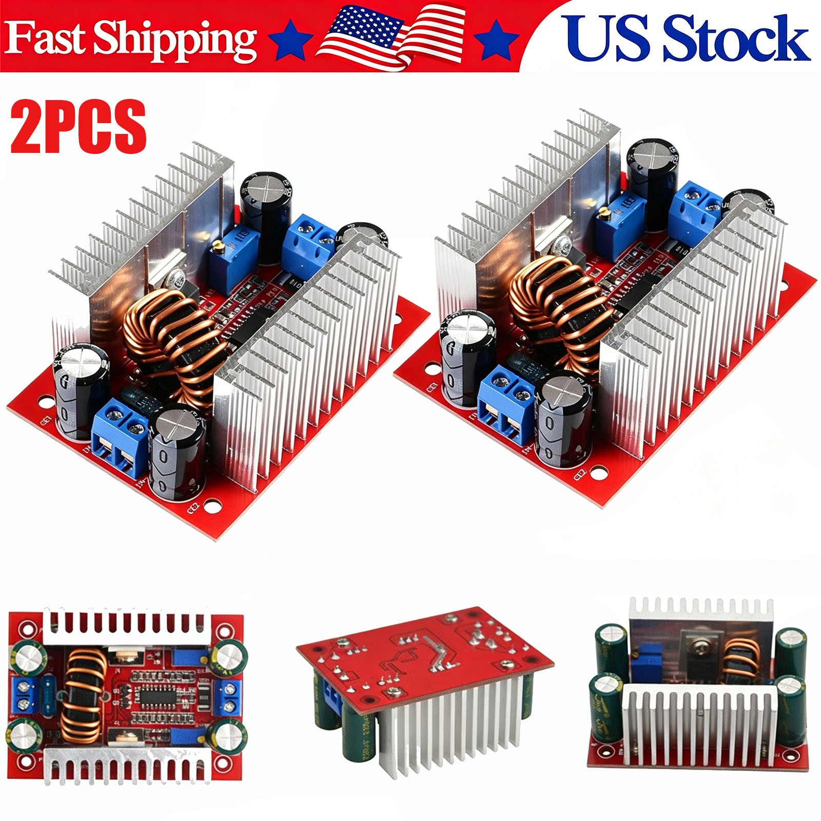 2Pack 400W DC-DC Step Up Boost Buck Voltage Converter Power Supply Module 15A