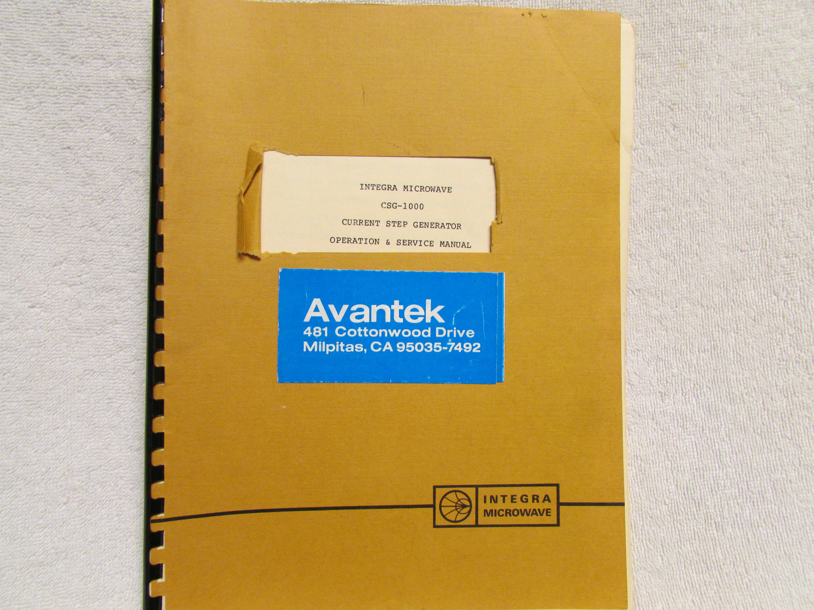 Integra Microwave CSG-1000 Current Step Generator Operation and Service, Manual