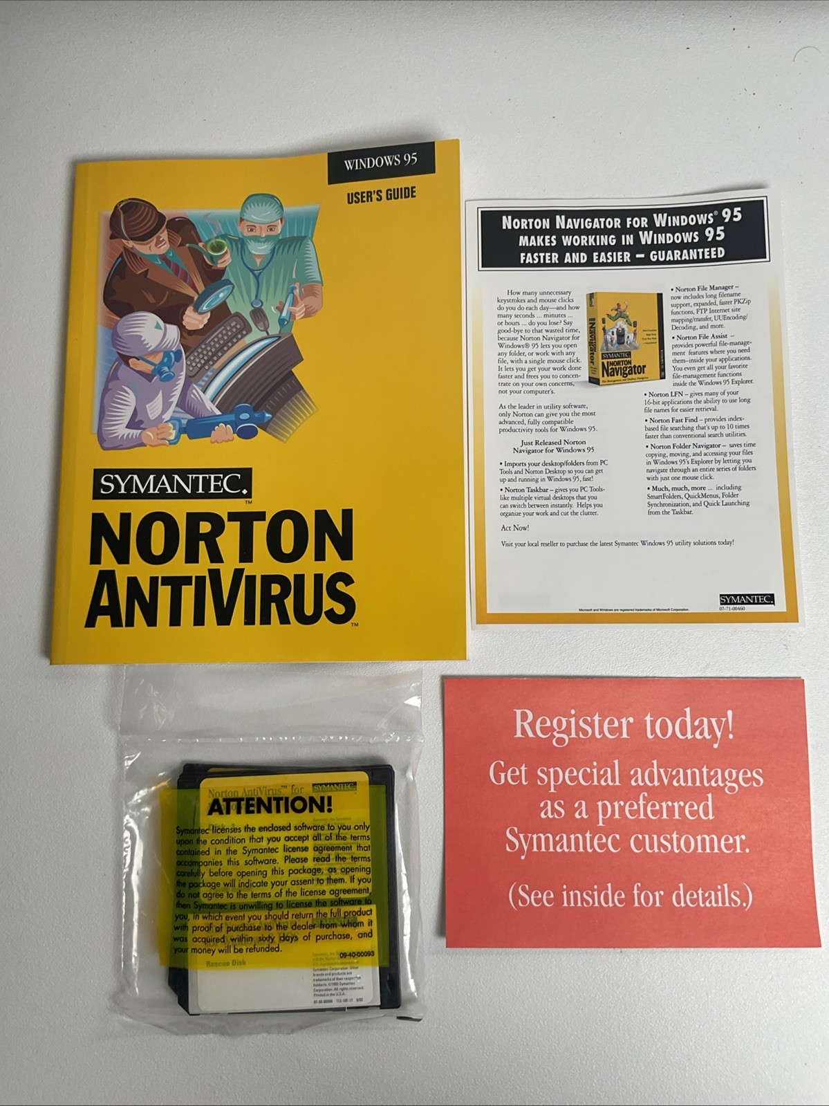 Symantec Norton Antivirus for Windows 95, 3.5” floppy discs