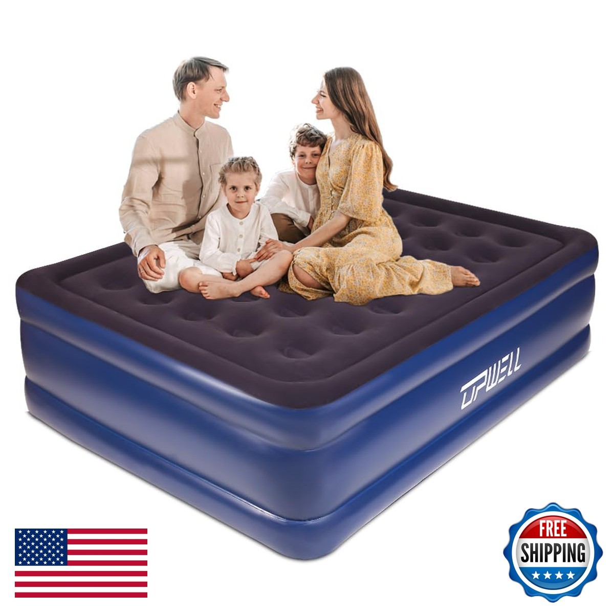 UPWELL Inflatable Air Mattress Queen Built In Pump Comfort Blow Up Bed