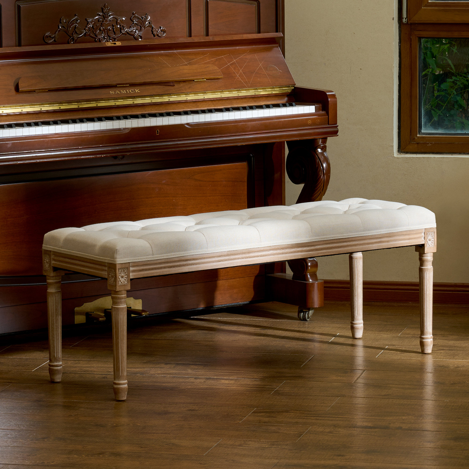 VONLUCE 31inch Modern Table Bench Upholstered Bedroom Benches Footrest Stool