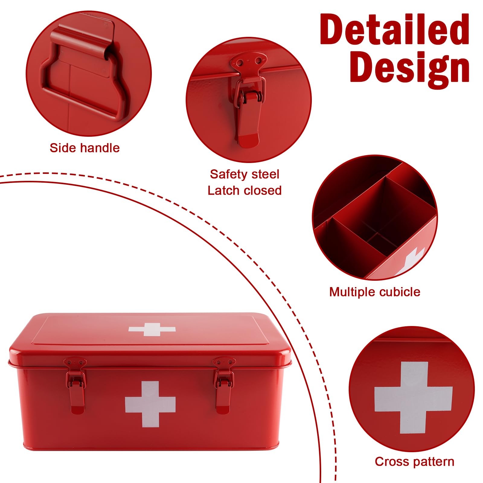 First Aid Box with Mini First Aid Kit, Metal Medicine Storage Box with Handle...