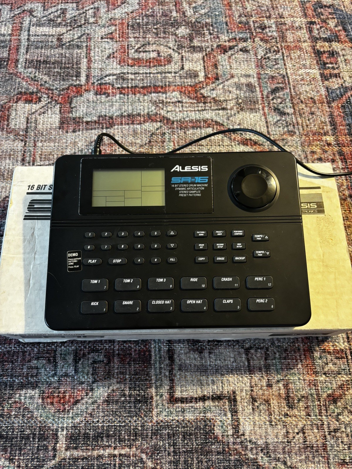 1990 Alesis SR-16 Digital Drum Machine 16 Bit Stereo Turns On