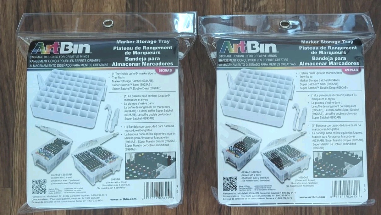 New 2X ArtBin 64 Marker/Pen/Pencil/Brush Storage Tray 6939AB Organizer Bin
