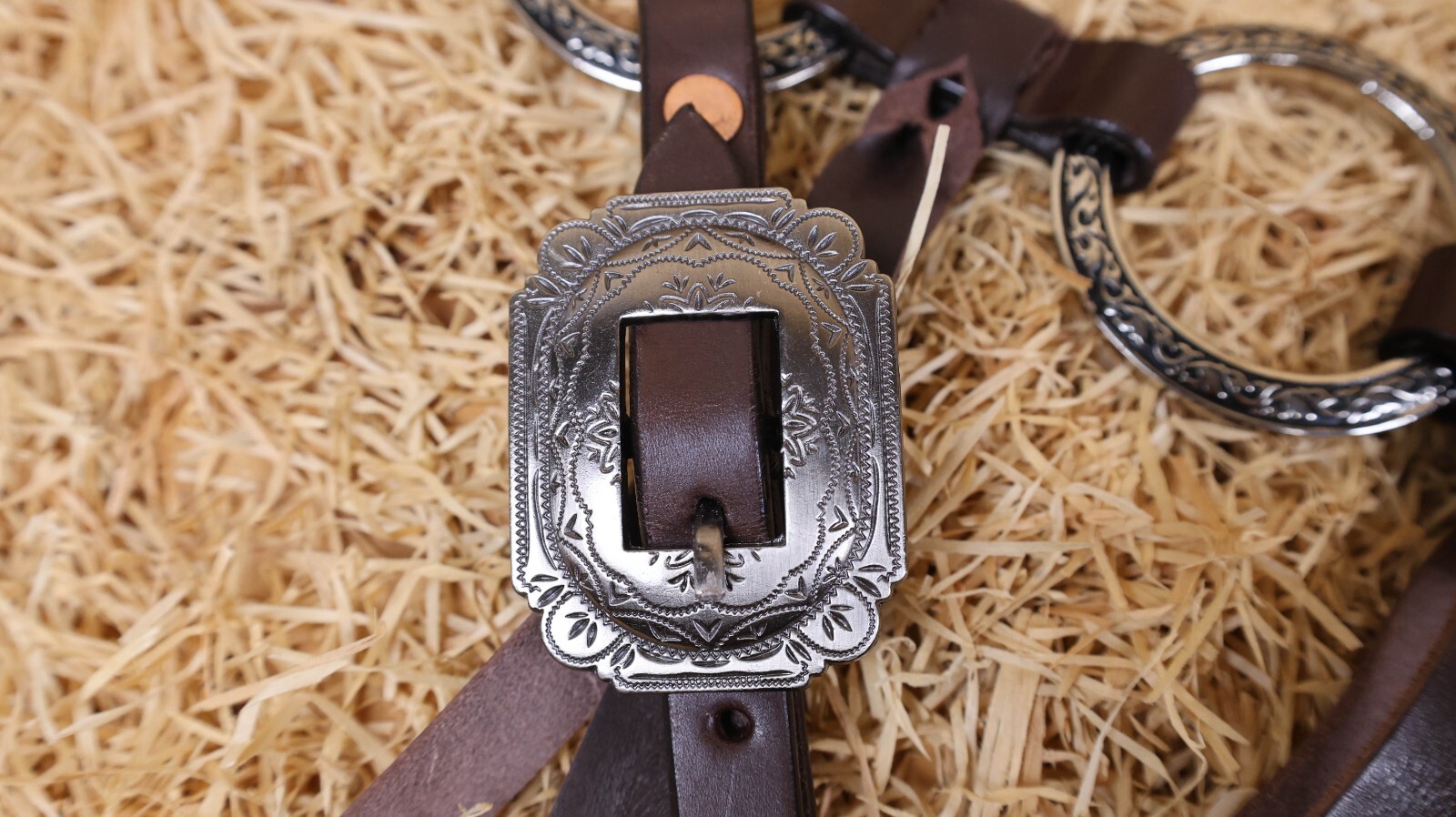 MOUSM Ring One Ear Headstall & Breast Collar Tack Set - Metallic Brown Leather