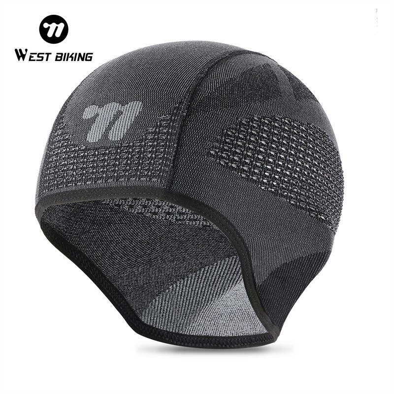 WEST BIKING Windproof Cycling Cap Thermal Knitted Hat Bike Helmet Liner Black