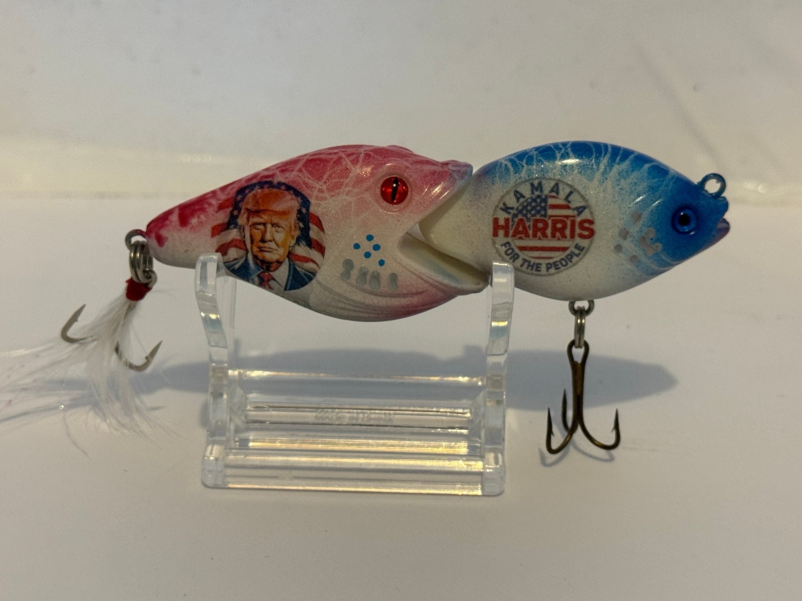 Custom Painted MAGA Pacman Rivalry Bait Trump vs Harris Fishing Lure