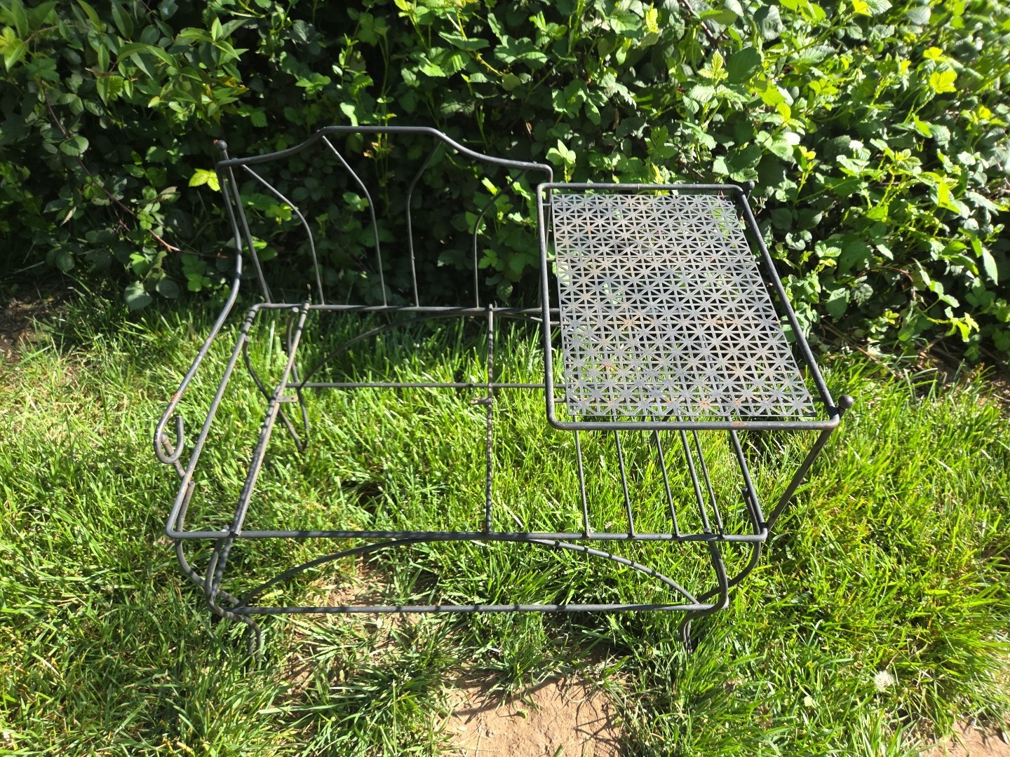 VTG MID CENTURY MODERN METAL TELEPHONE TABLE GOSSIP BENCH PLANT STAND