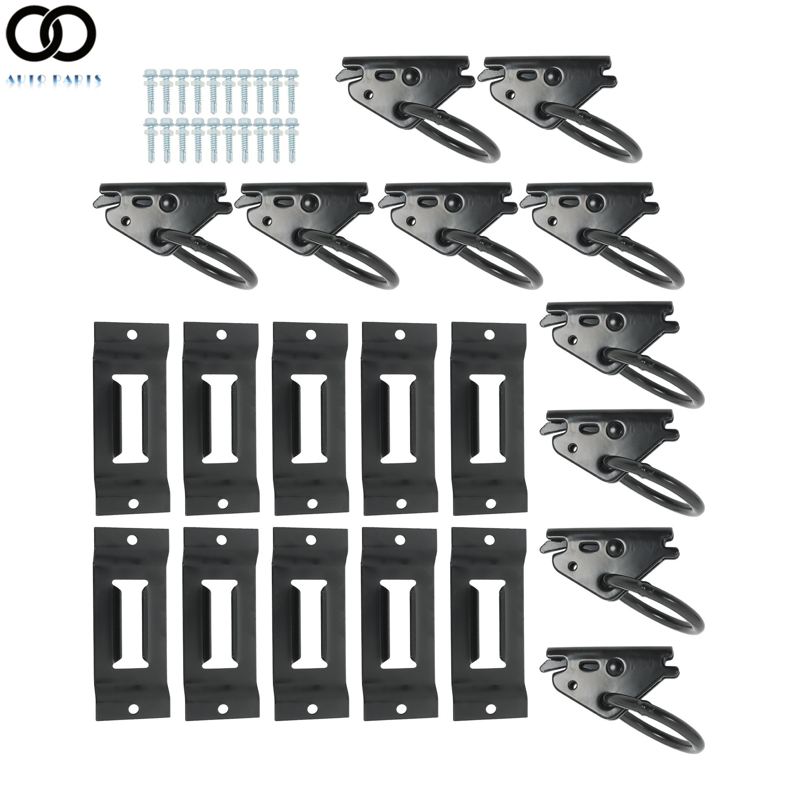 20 Pack E Track Tie Down Rail Kit Single Slots With O-Rings Black Powder Coated
