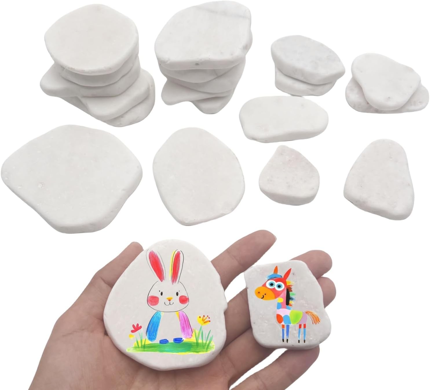 20PCS White Painting Rocks, Medium & Small Irregular Rocks for White20