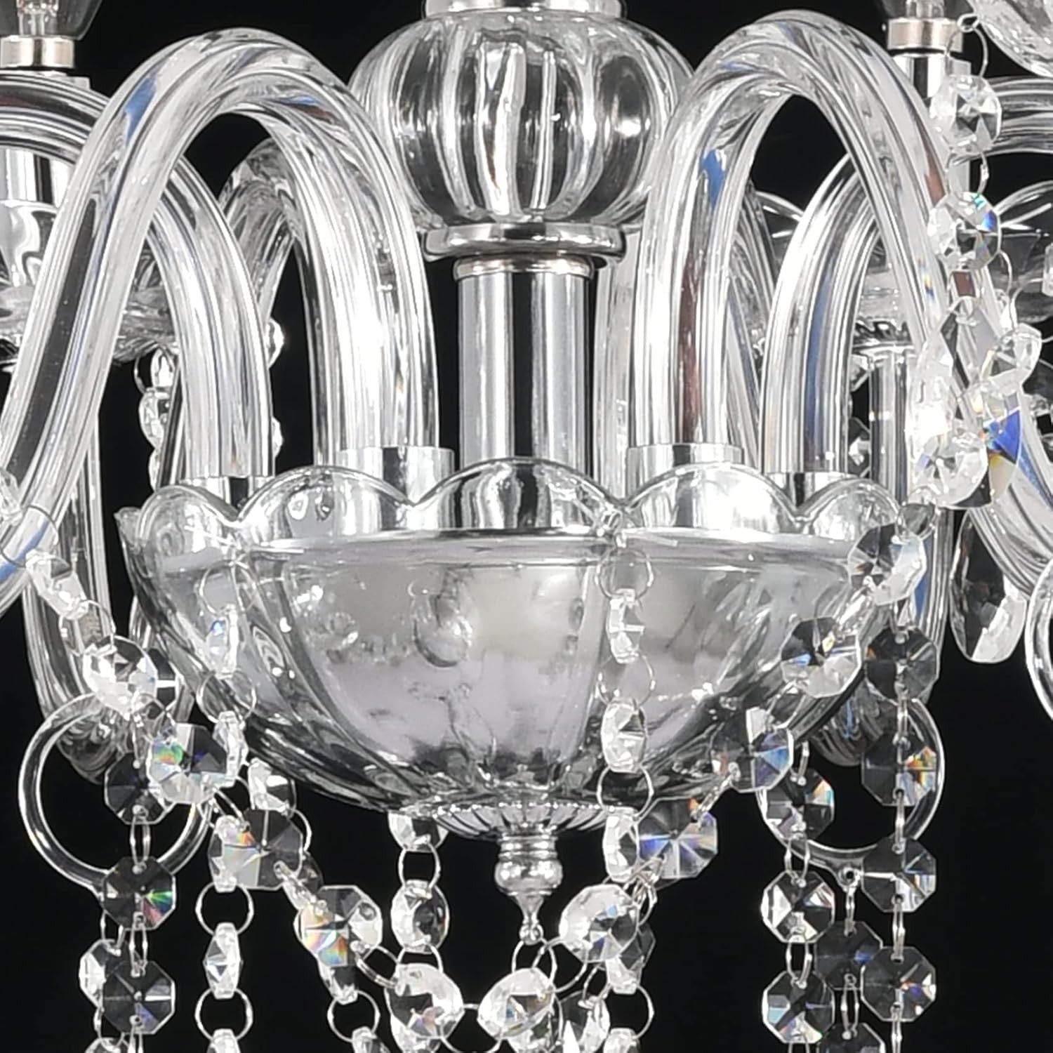 E12 Elegant Crystal Candle Decoration Chandelier Pendant Ceiling Light 6 Lamp