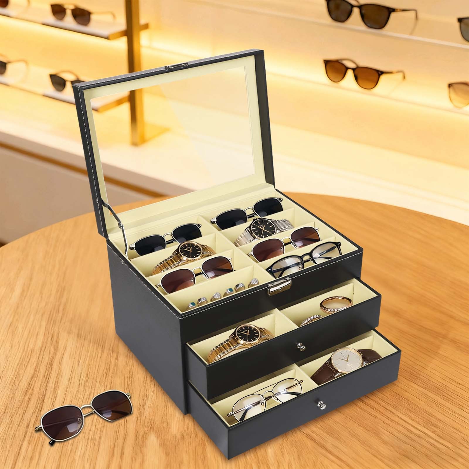 Counter Table Sunglasses Glasses Display Storage Display Organizer Box 24 Slots