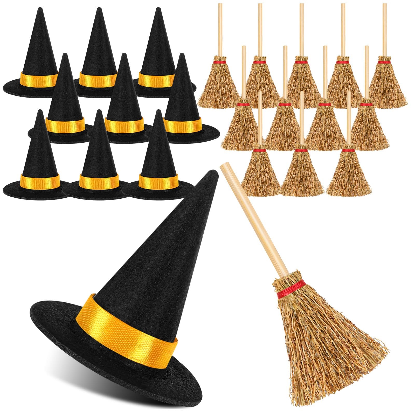 ZHWKMYP 16Pcs Mini Witch Hat, Black Hats and Small Small, 16pcs