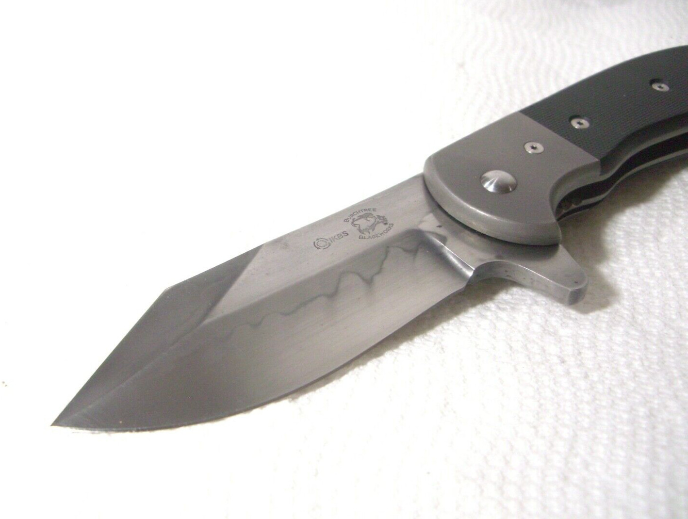 Mint Lg RARE CUSTOM BURCHTREE BLADEWORKS Fighting Folding Flipper Pocket Knife