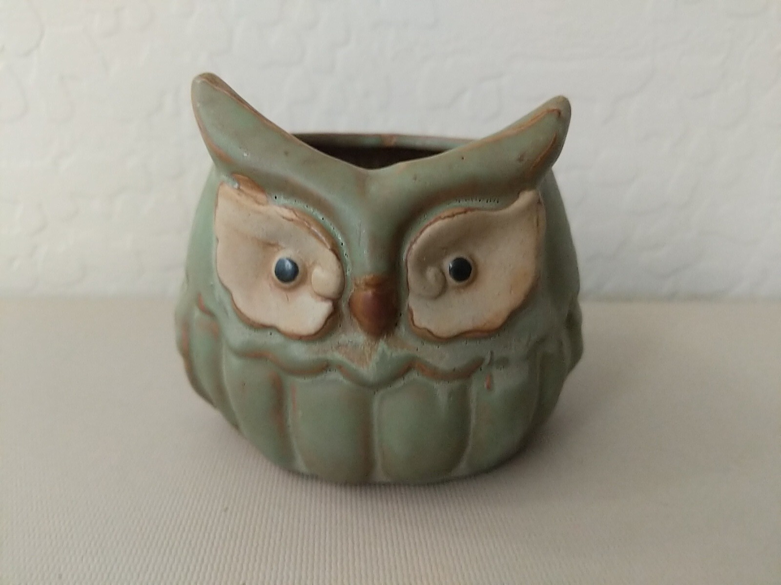 Leandale Owl Succulent Planter Small Flower Pot Green Tan