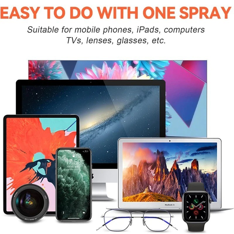 2-in-1 Screen Cleaner Spray & Microfiber Wipe – Portable for Phone/Tablet/PC