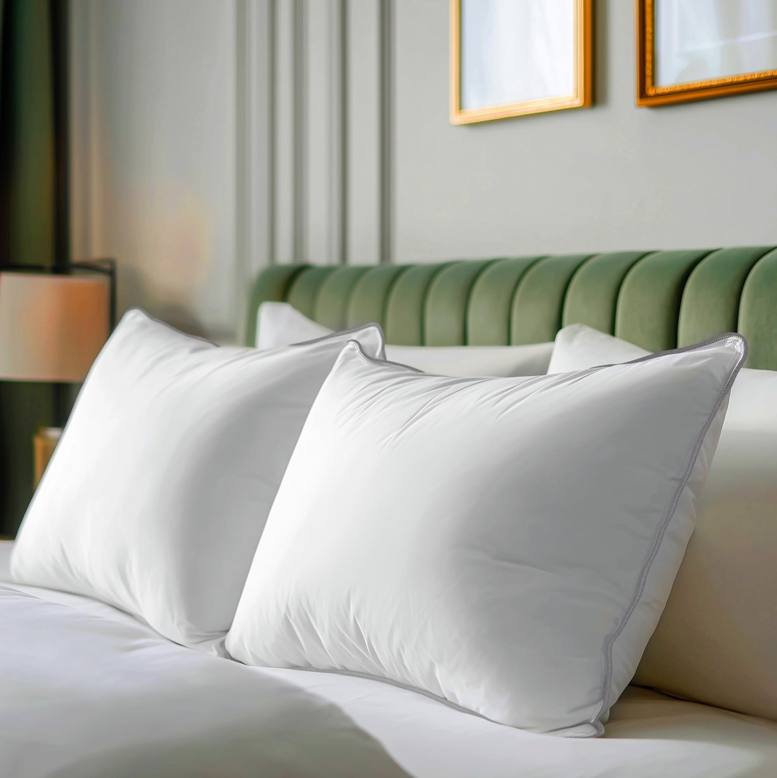 SANSWAN Luxury Goose Feathers Down Pillows Queen Size Set of 2 with Two-Sided...