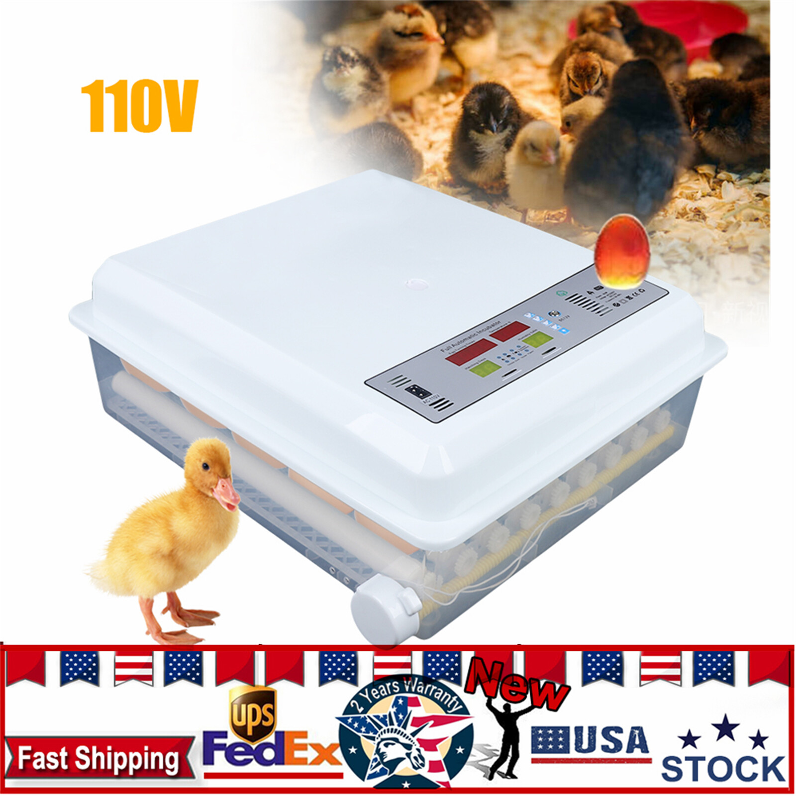 Egg Incubator 64 Eggs Fully Digital Automatic Hatcher Fits Hatching Chicken Farm