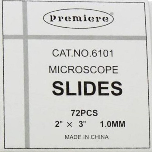 Premiere Large Format 3" x 2" Glass Microscope Slides in Storage Case, 25 Count