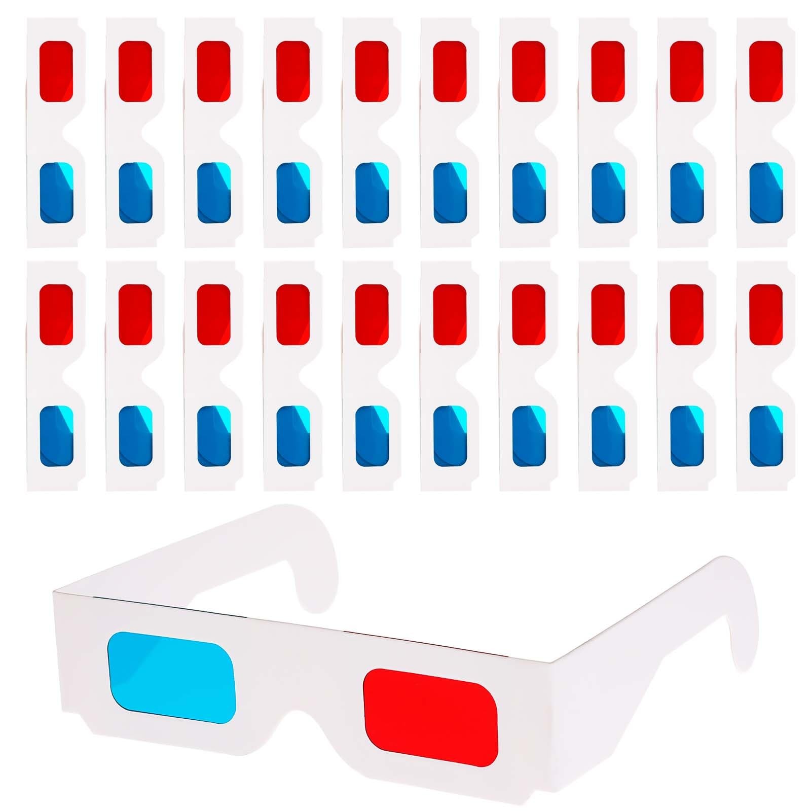 20 Pairs 3D Paper Glasses for Movies, Movie Glasses, 3D Glasses Red and Cyan ...