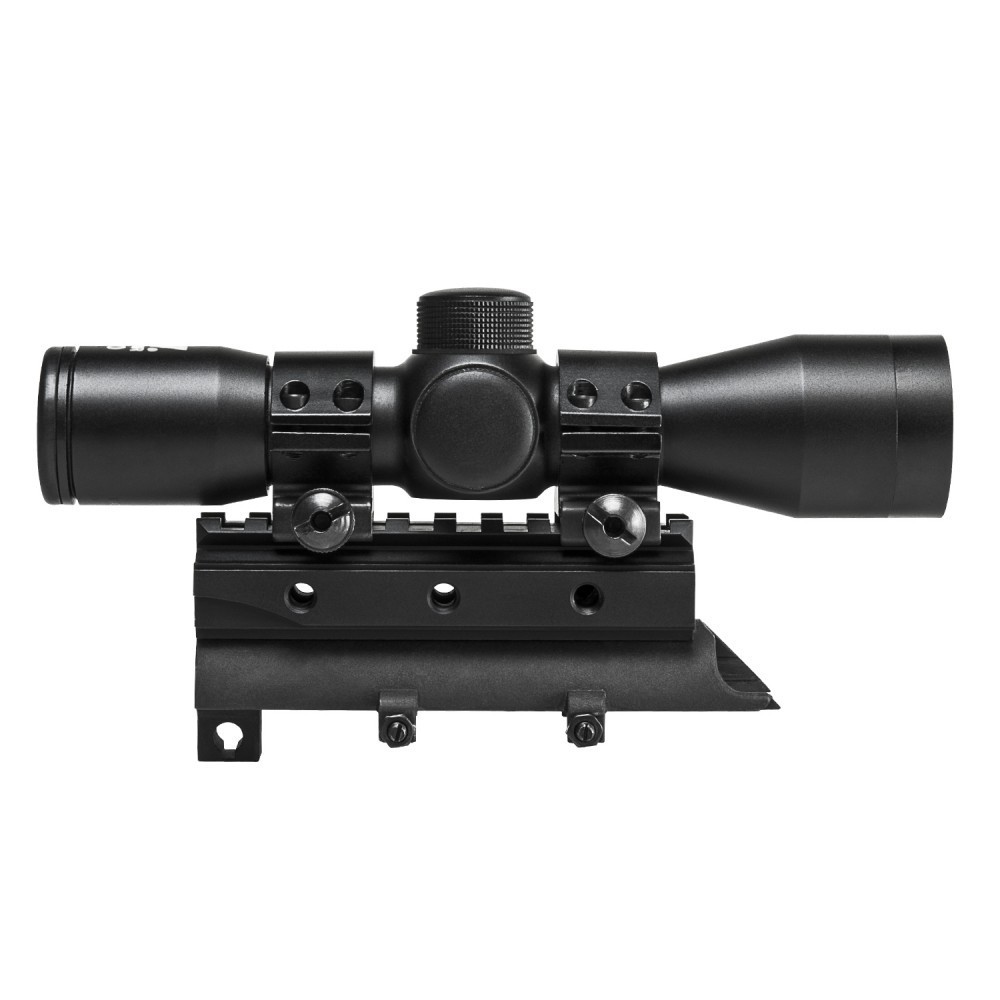 SKS Replacement Top Cover Mount w/ Compact 4x30 Rifle Scope and Ring Mounts