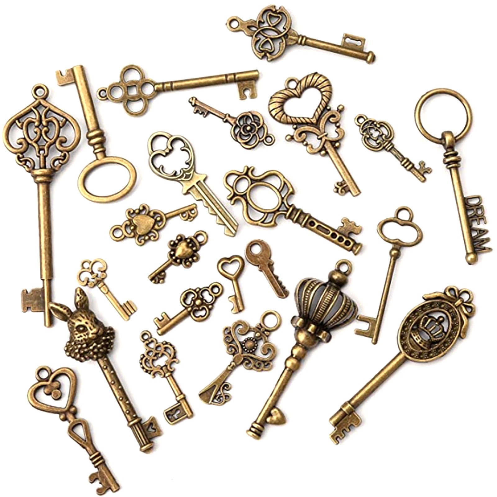 Wholesale Old Vintage Antique Skeleton Keys Necklace Pendant Bronze DIY Arts