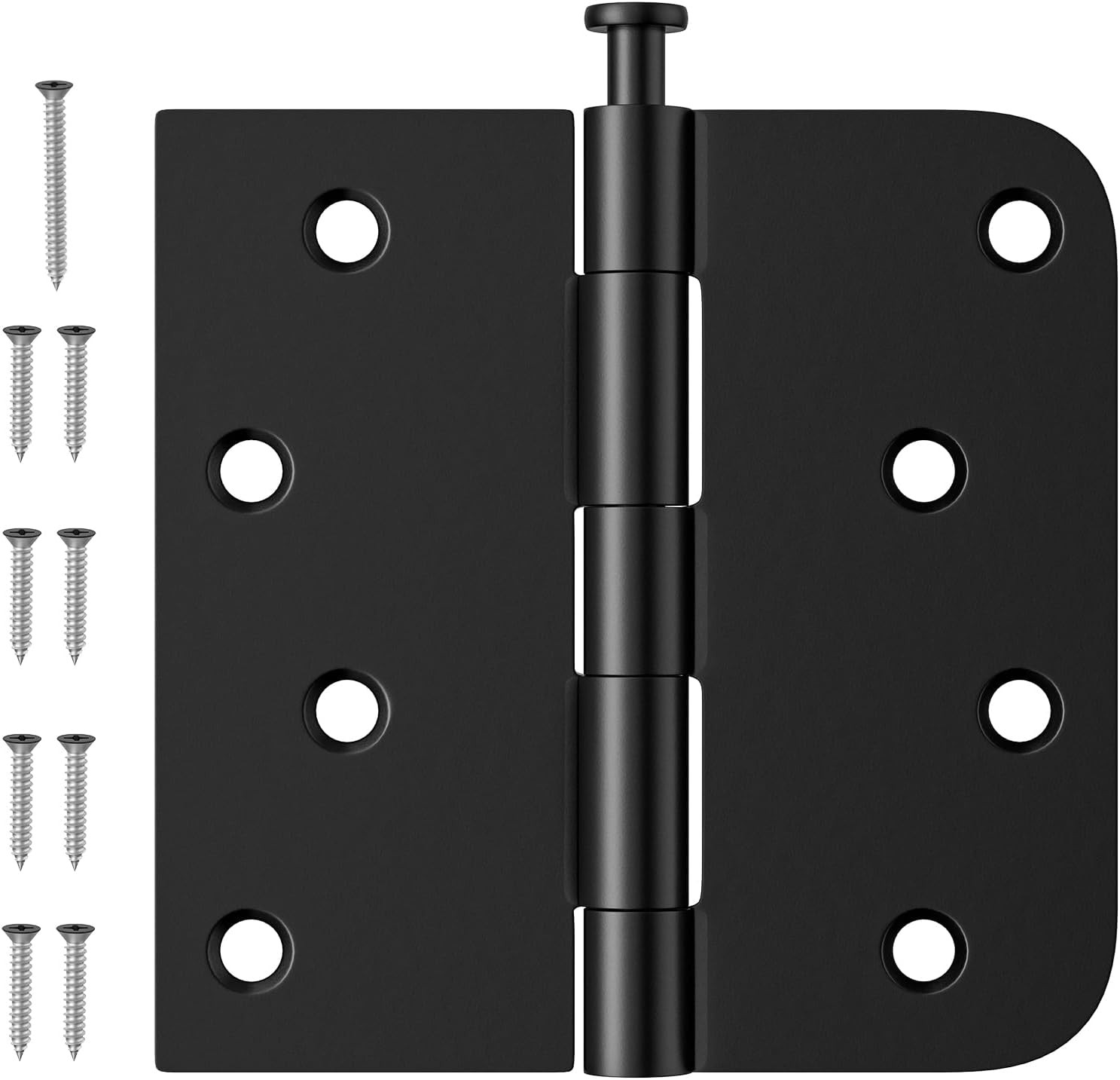 3 Pack Black Door Hinges 4 Inch, Exterior Door Hinges with Square & 5/8" Radius,