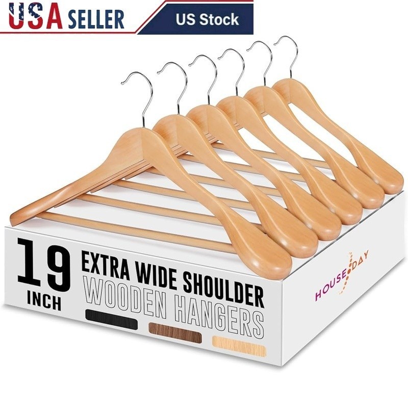 Heavy Duty Wooden Hangers Big & Tall Suits Coats Jackets Non Slip Design New