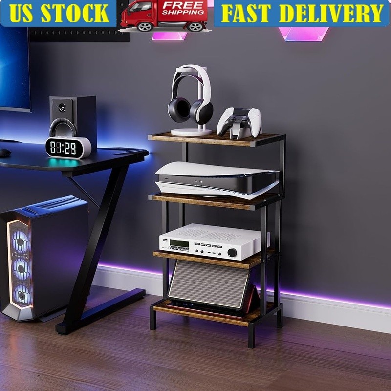 4-Tier Game Console Stand Organizer AV Media Shelf Small Space Storage New