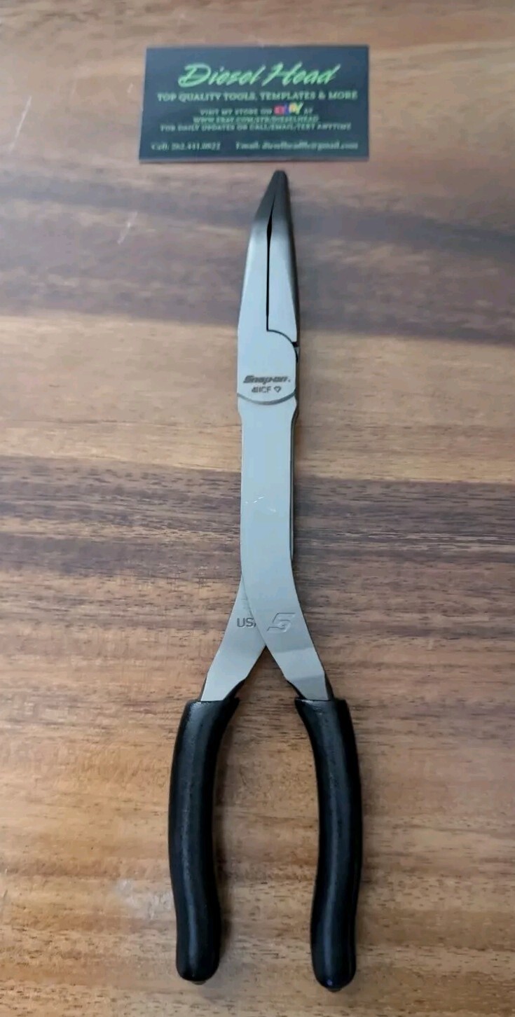 *NEW* Snap On 411CF Long Neck 35° BLACK Needle Nose Pliers - FREE SHIPPING
