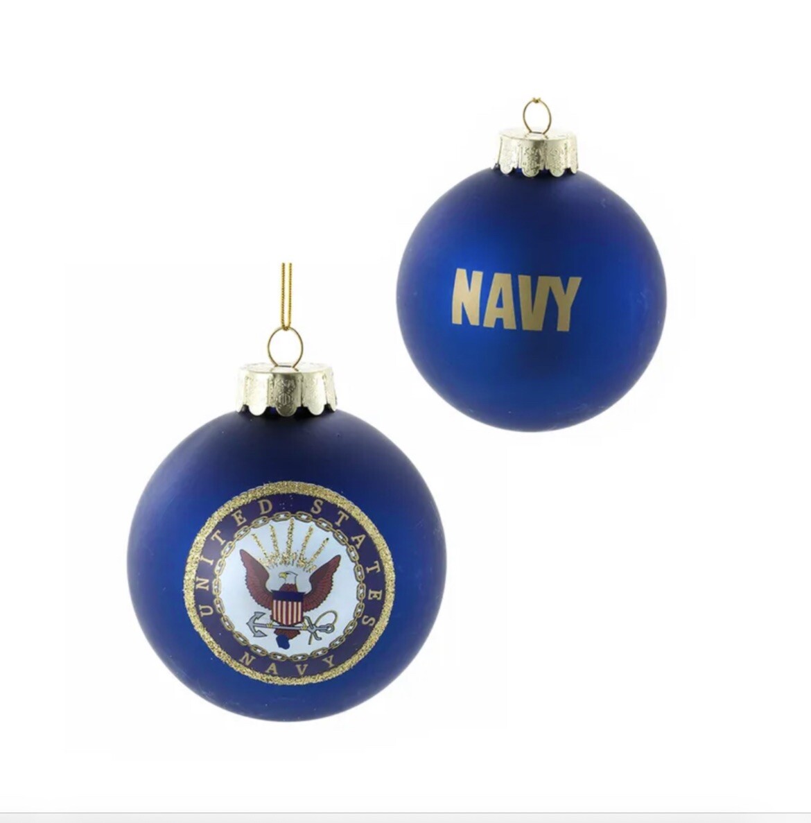 US NAVY DOUBLE SIDED GLASS BALL CHRISTMAS Ornament NEW IN BOX