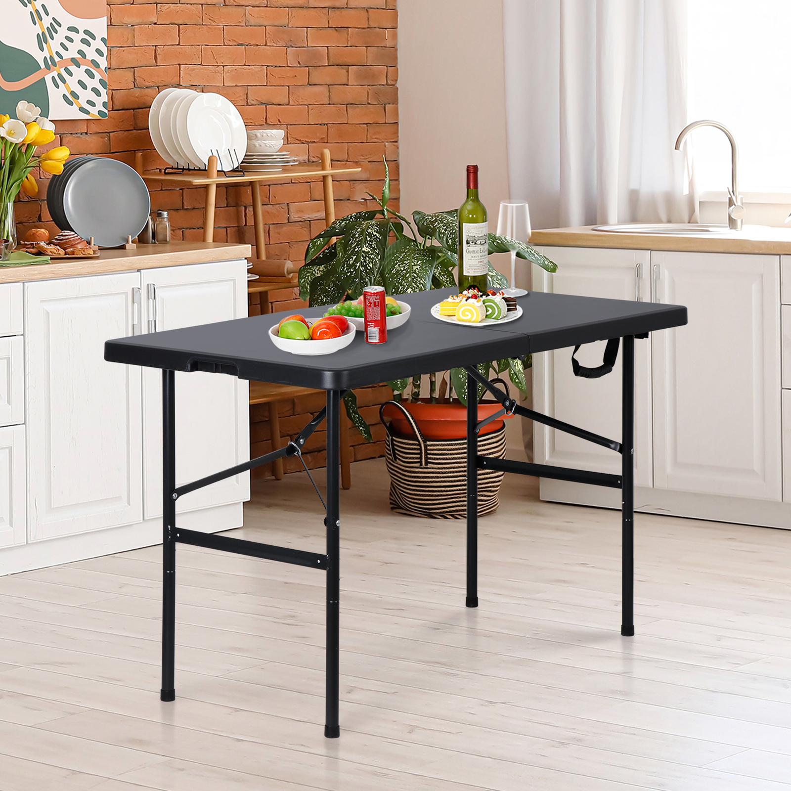 4 FT Folding Table Plastic Portable Tables for Dining Parties Card Wedding BBQ