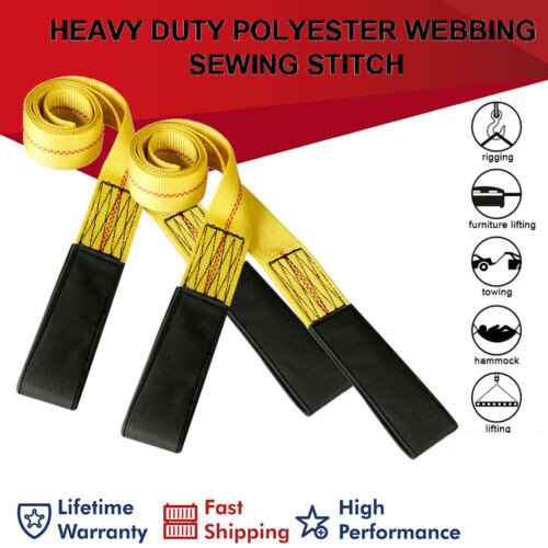 1 Ply 2" x 6' Flat Nylon Web Sling Lift Tow Strap Heavy Duty Loop Ends Eye & Eye