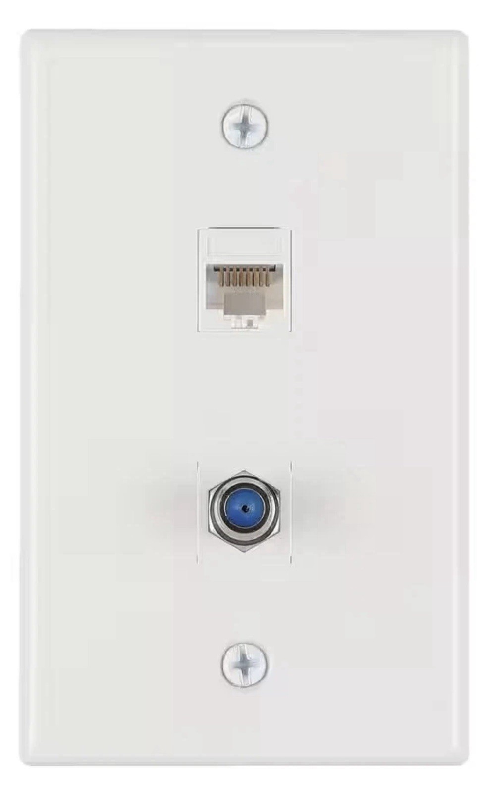 1-Gang White Coaxial and Ethernet Plastic Wall Plate NEW  -  Opened  -  B30