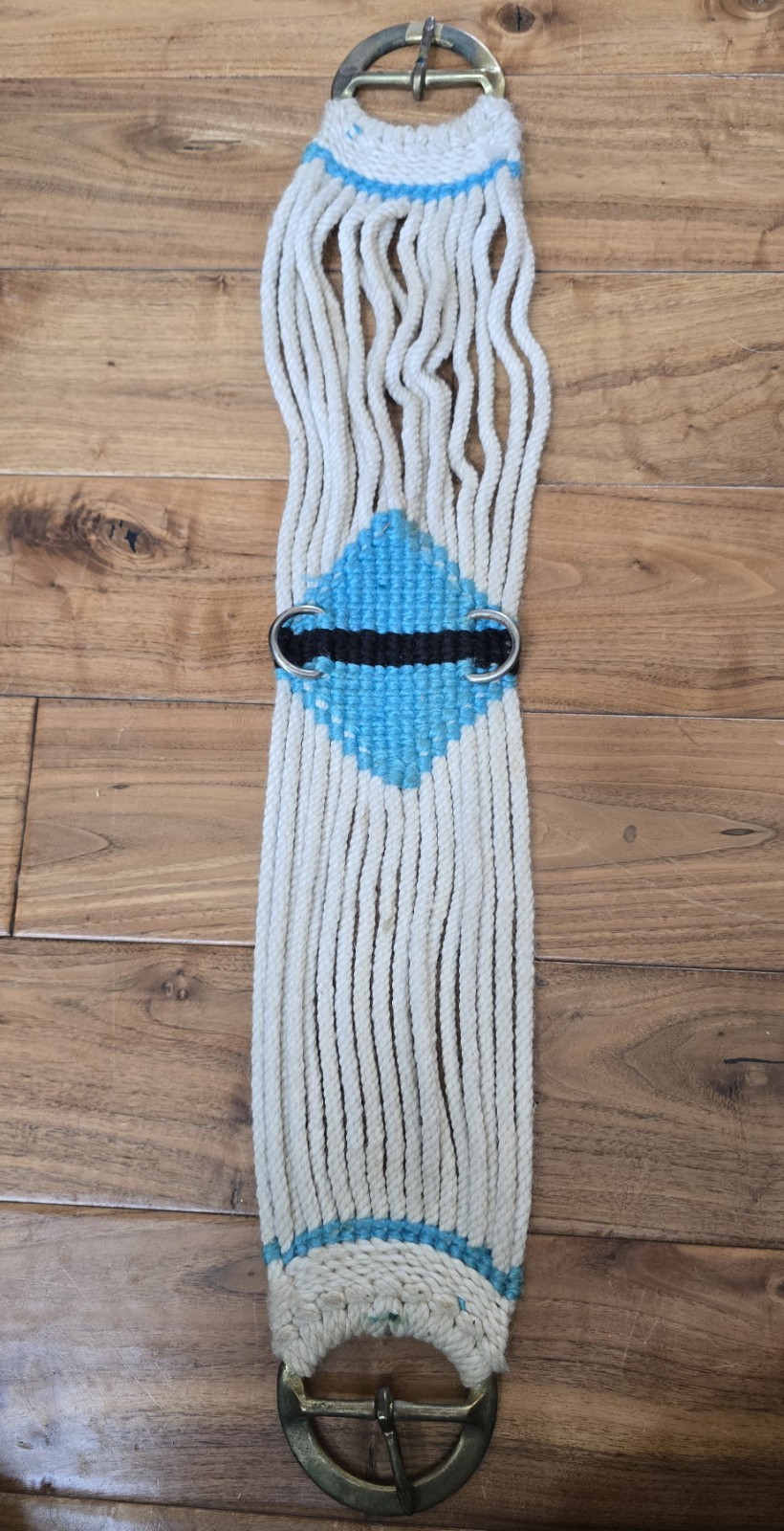 Mohair Rope Cinch 30 Western Natural Horse Tack White Blue