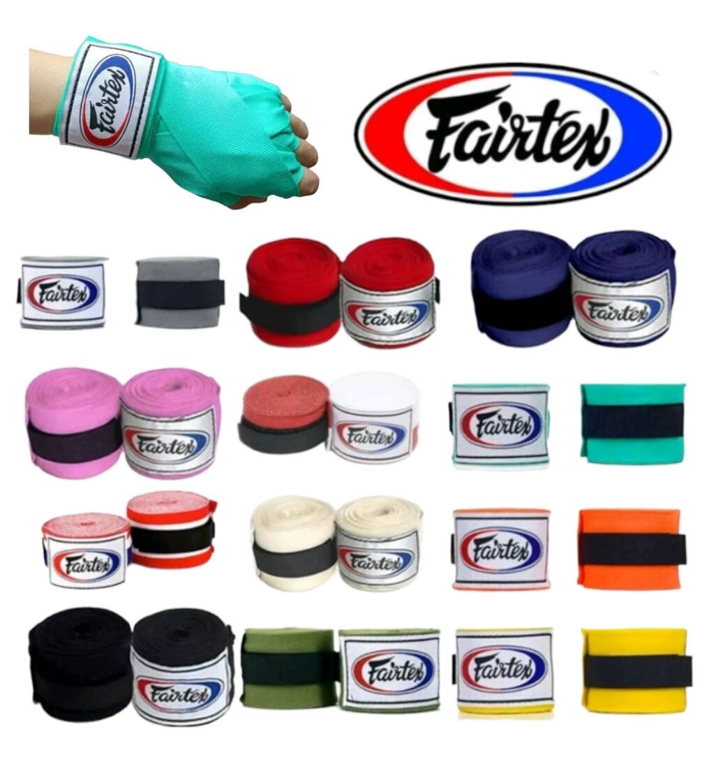 Fairtex Authentic Muay Thai Boxing HW2 Elastic Cotton Handwraps 180" 4.5 m