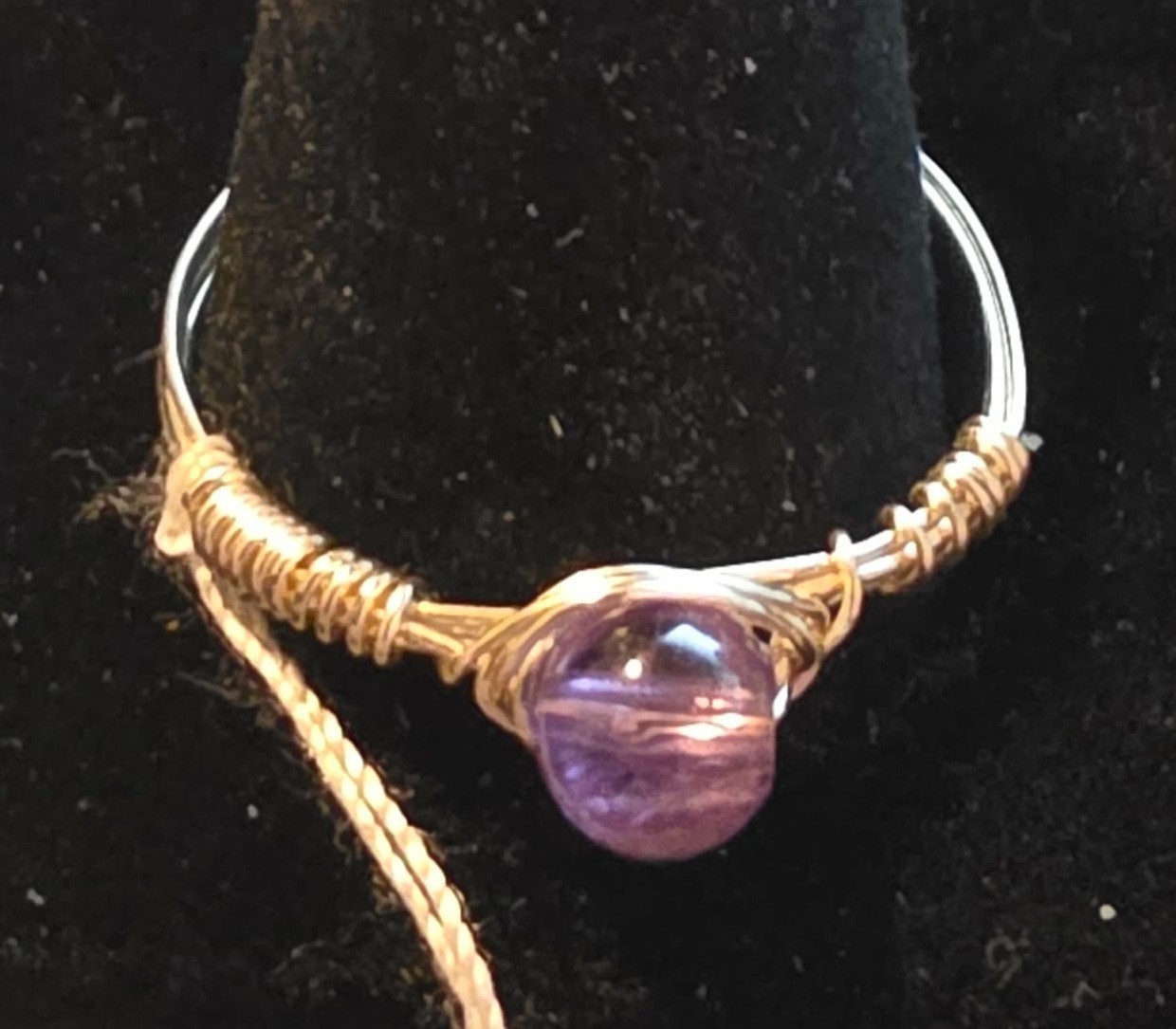 Handmade size 14 Wire-Wrapped Amethyst rings with Silver-Filled Wire