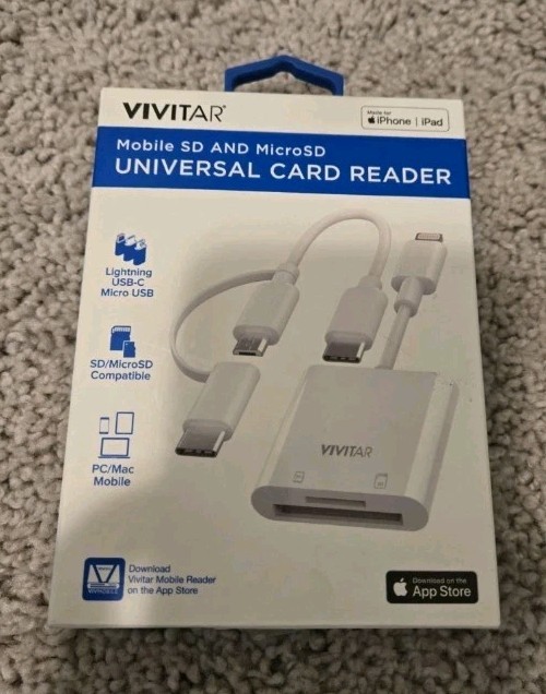 Vivitar Apple/Android SD MicroSD Universal Card Reader Lightning USB-C Micro USB