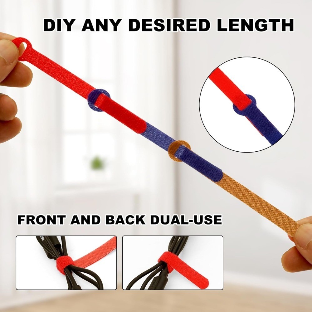 Reusable Hook and Loop Cable Ties 150PCS Multi-Size 4 6 8 10 Inch Adjustable